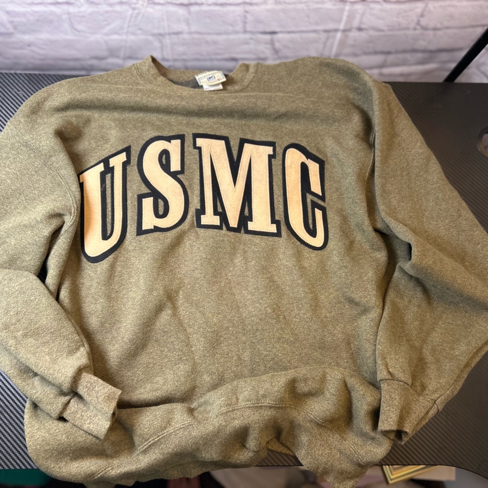 Vintage 90s USMC Embroidered Lee Olive and Beige Heavyweight Garment
